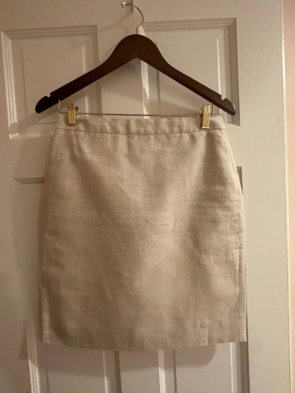 J Crew 100% Linen Beige Skirt, Size 4